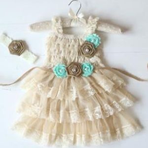 Little Girl Boho Champagne Dress
